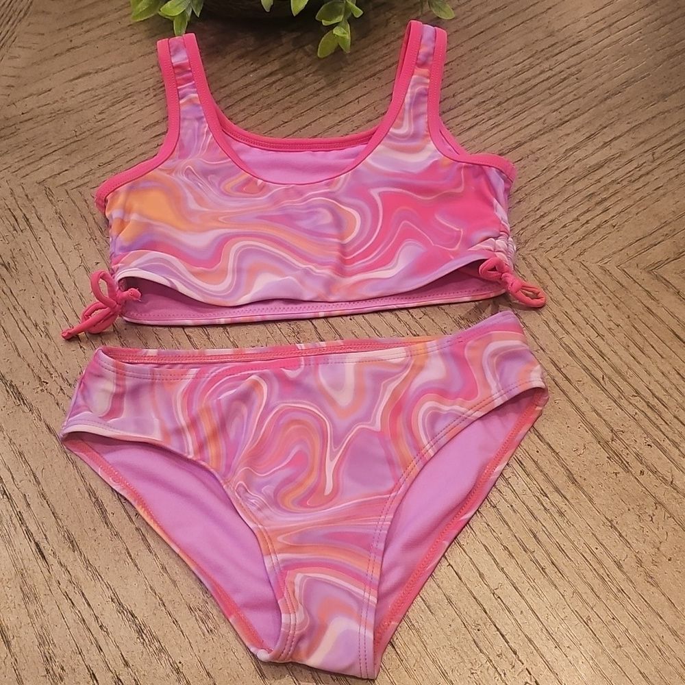 Pink Swirl Kids Bikini Swim Set Size 10